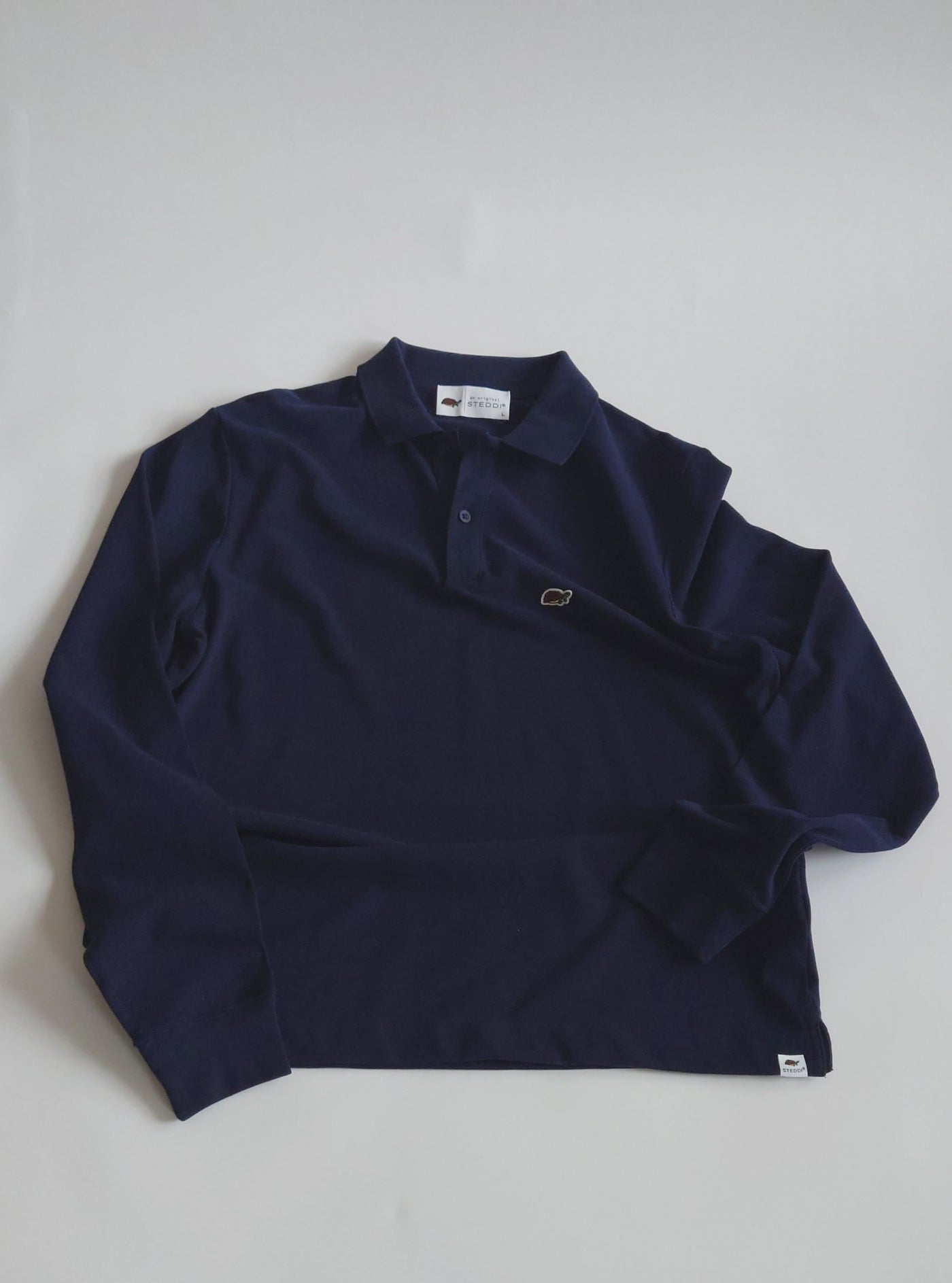 THE DIRA LONG SLEEVE – ORGANIC PIQUE COTTON POLO SHIRT(NAVY BLUE)