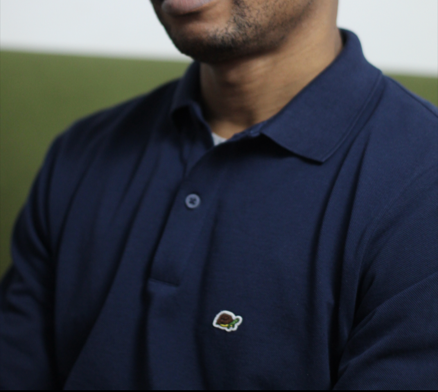 THE DIRA LONG SLEEVE – ORGANIC PIQUE COTTON POLO SHIRT(NAVY BLUE)